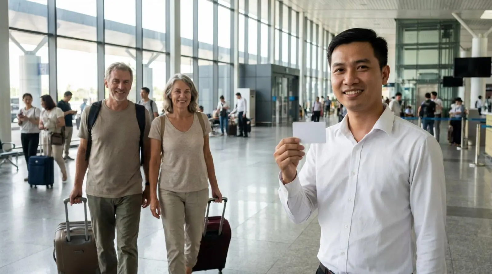 Airport welcome on arrival in Vietnam