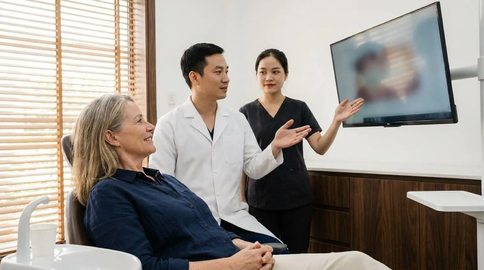 A patient in a dental chair