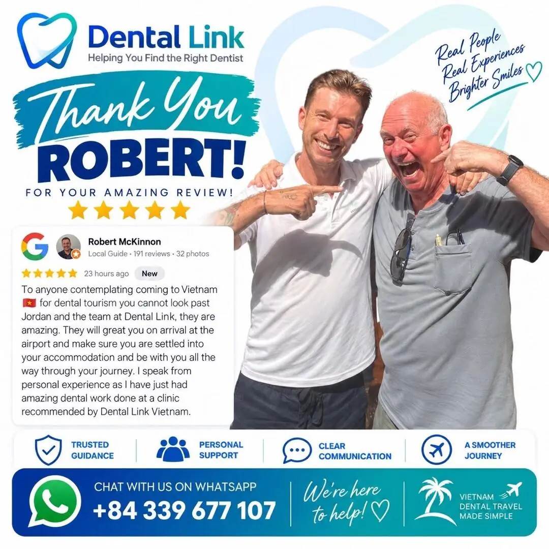Dental Link card: Robert McKinnon with Jordan, and his published Google review